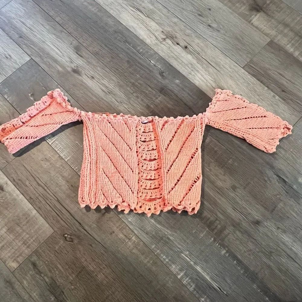Ronny Kobo Catya Crop Top, Coral, Size S - Picture 2 of 9
